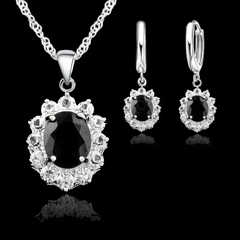2025 Elegant Princess Wedding Engagement Necklace Earrings Jewelry Sets 925 Sterling Silver Color Cubic Zirconia Crystal Gifts Hot Sale
