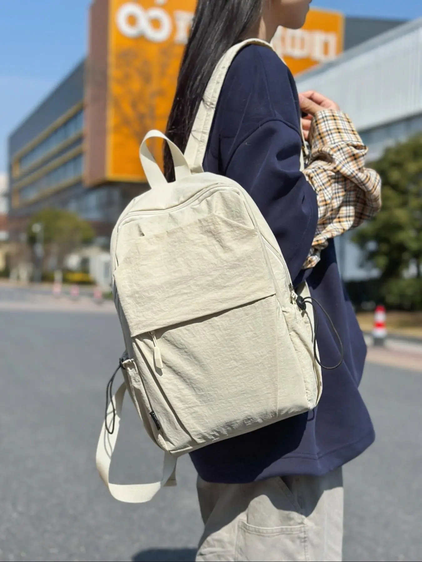 Women's Solid Color Casual Backpack, Large Capacity Travel Backpack, Multi-functional Student Backpack, Fashionable Backpack for Daily Use