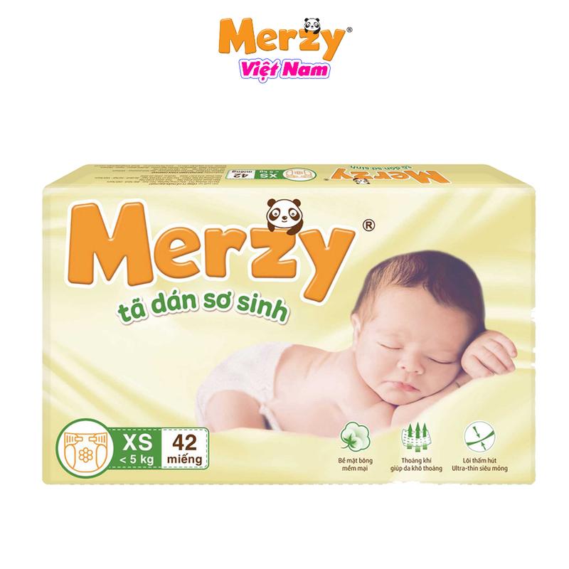  Tã Dán Merzy Newborn XS42 Cho Trẻ Sơ Sinh Dưới 5kg Khô Thoáng Mềm Mại Khiến Bé Ngon Giấc Voi Kem Women Nữ 