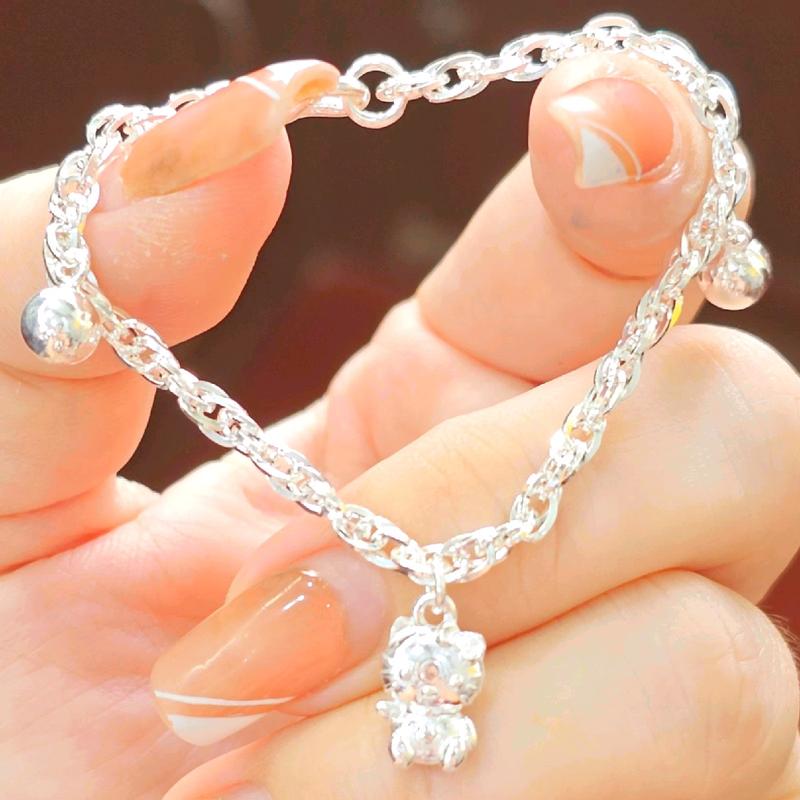 Lắc xoắn mèo đúc và bi bạc ta (bạc mười)- Gấu bạc 1