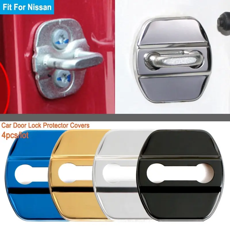 4 Pcs/set Fit For Nissan X-Trail Qashqai Sentra Versa Altima Murano Kicks Car Door Lock Covers Protector Case Sticker