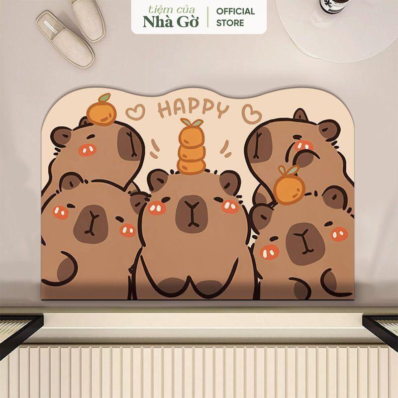 Thảm Lau Chân Capybara Nhà Gờ Chống Trơn Trượt, Thảm Trải Cửa Nhà Tắm Thấm Hút Tốt Thảm họa tiết Capybara TD24M2 labobo  phòng