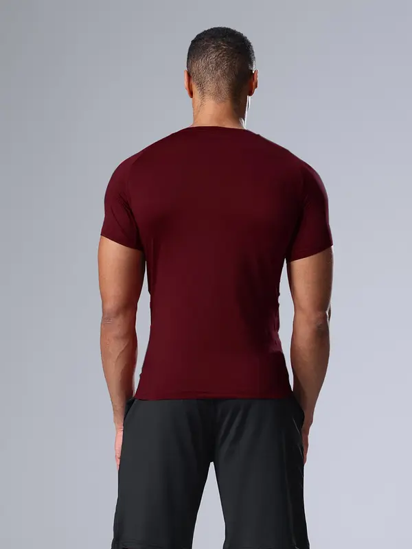 Men's Solid Color Short Sleeve Sports Tee, Quick Drying Breathable T-shirt for Gym Workout Running, Casual Sportswear for Summer 1