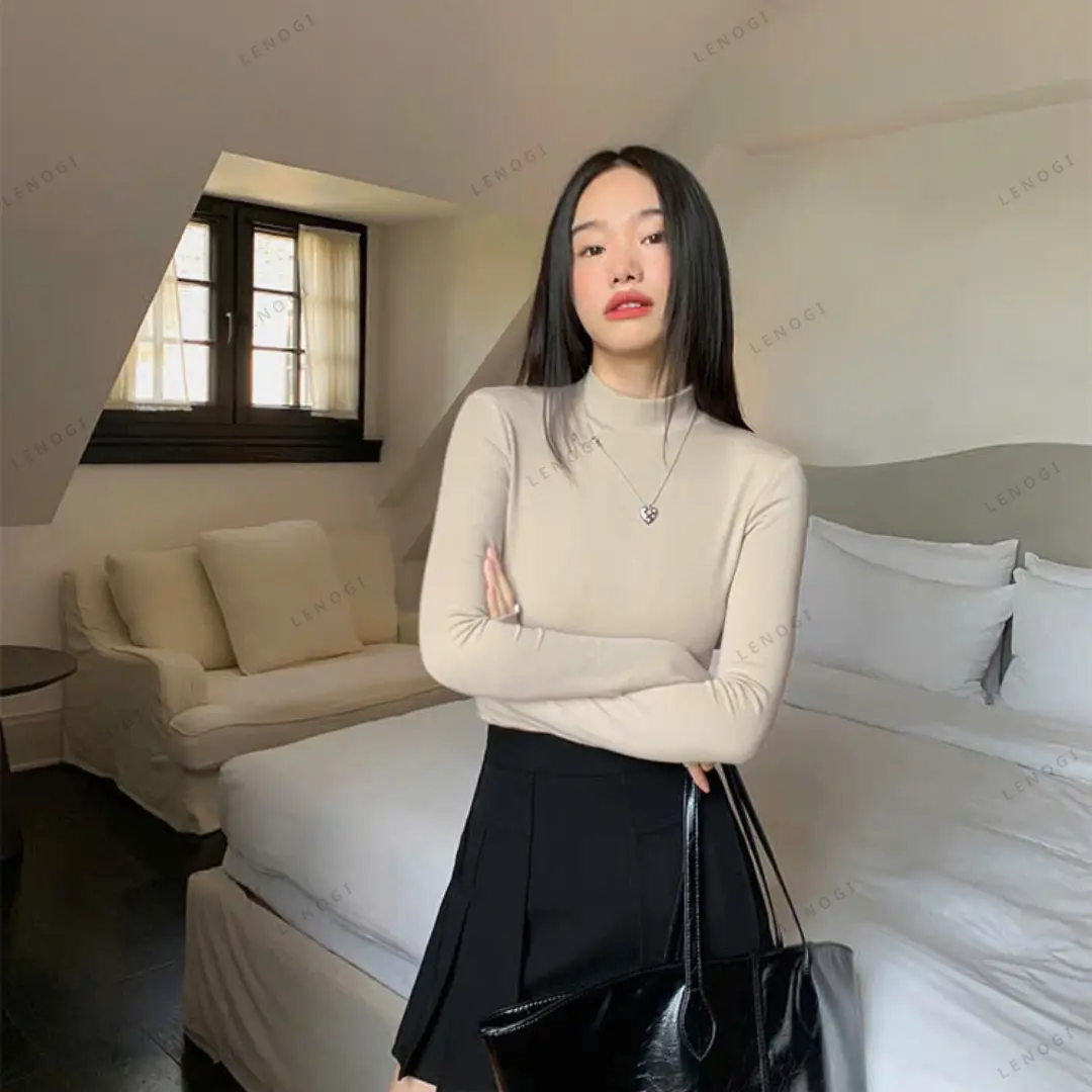 Áo cổ 3p cotton zip LÓT LÔNG Lenogi áo giữ nhiệt cổ ba phân ôm body A95 Thun Nữ | BigBuy360 - bigbuy360.vn