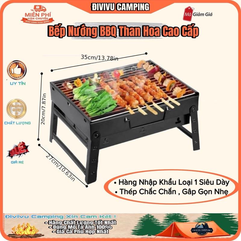 Bếp Nướng Than Hoa BBQ , Bếp Nướng Ngoài Trời Bằng Thép Siêu Dày ,  Bếp Nhập Khẩu 0