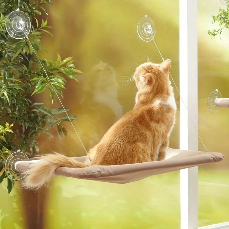Cat Window Hammock: Comfy Sill Bed for Sunbathing. Pet Supplies Essential!