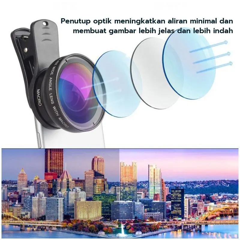 2 In 1 Lensa Super Wide Angle Lens Macro Smartphone Aksesoris Lensa Pembesar 12.5X Camera HP Dengan Klip Untuk Handphone Kamera 2