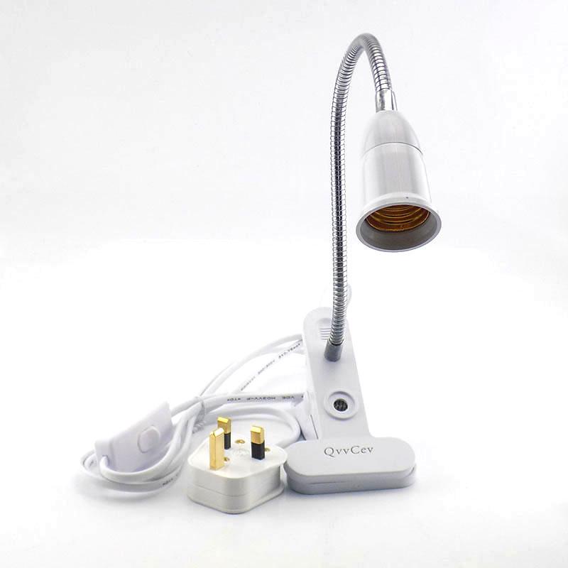 Product Introduction of EU US UK Flexible light bulb Lamp power E27 base Plugs socket desk Clip for Book room night light grow Light holder FEH1SG 85