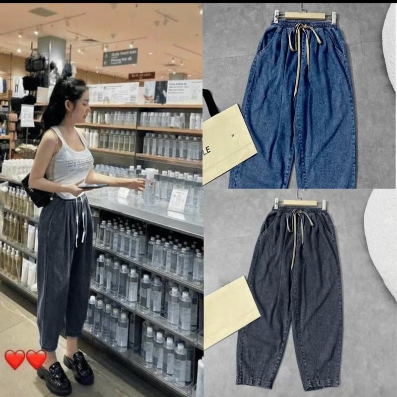   bigsize 50-100kg  Quần jean kaki quần bò BIGSIZE quần baggy jean siêu đẹp nữ lưng thun quan ong rong co giãn 