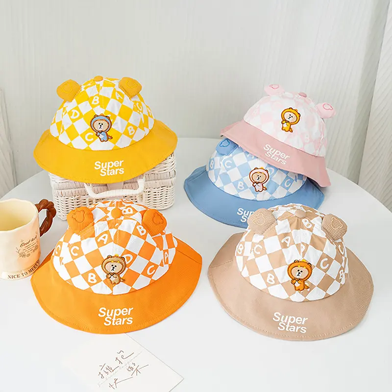 Toddler Boys Girls Cute Cartoon Bucket Hat Cute 3D Bear Ears Sun Protection Cap For Kids Sun Hat for Fall Spring Summer Caps