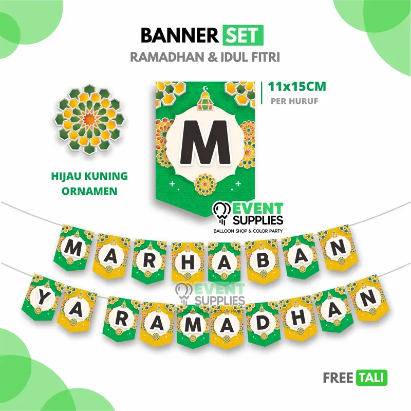 Banner Set Idul Fitri Muhammadiyah /Aisyiyah Dekorasi Lebaran Hiasan Gantung Ramadhan 3