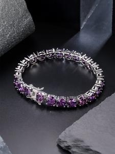 ICED CHICS Pulsera de zirconia de 8MM en fila única morada, un accesorio de estilo urbano hip-hop, exuda un aire de nobleza y es la mejor opción para regalos, adecuada para uso diario