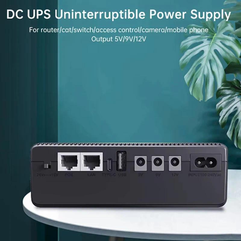 UPS Di Backup Con Batteria 10400mAh – Alimentatore Ininterrotto Con Display – Uscita DC 5V/9V/12V E USB – Per Fotocamere, Router, Modem (Spina Europea) - 2