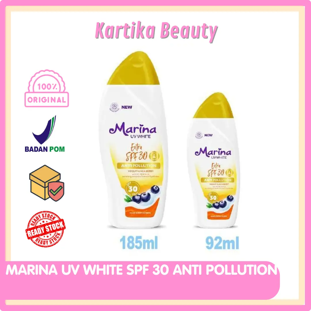 MARINA UV WHITE EXTRA SPF30 ANTI POLLUTION BODY LOTION SUNBLOK Semua Jenis Kulit