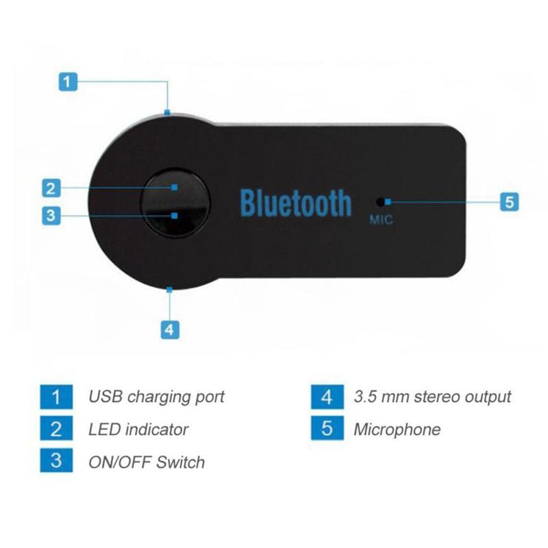 Bộ chuyển đổi bộ thu phát không dây Bluetooth 5.0 2 trong 1, 3,5 mm, âm nhạc trên ô tô, âm thanh, AUX, Bluetooth , bộ chuyển đổi Bluetooth cho PC 2