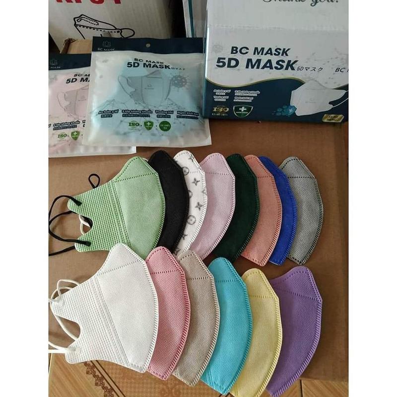 Combo 5 túi 50 cái khẩu trang 5D mask Bảo Châu BC Mask, 3 lớp vải kháng khuẩn, thiết kế ôm kín khuôn mặt, quai thun co dãn, nhiều màu, cotienshop87 Hoa Phụ Kiện Women