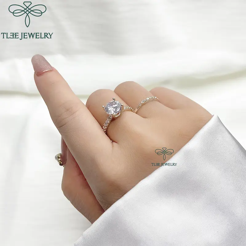 Nhẫn bạc nữ TLEE đính đá Almira mini xinh xắn TLEE JEWELRY A0123 2