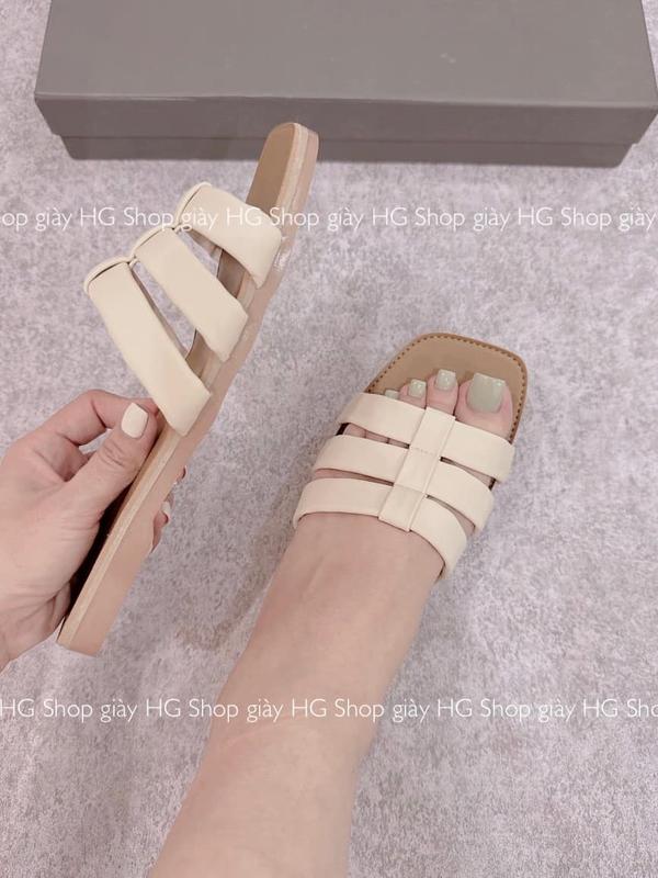 Giày dép HG picies dép 3 dây ngang nền da sáng đế cao su nhiệt dẻo 5