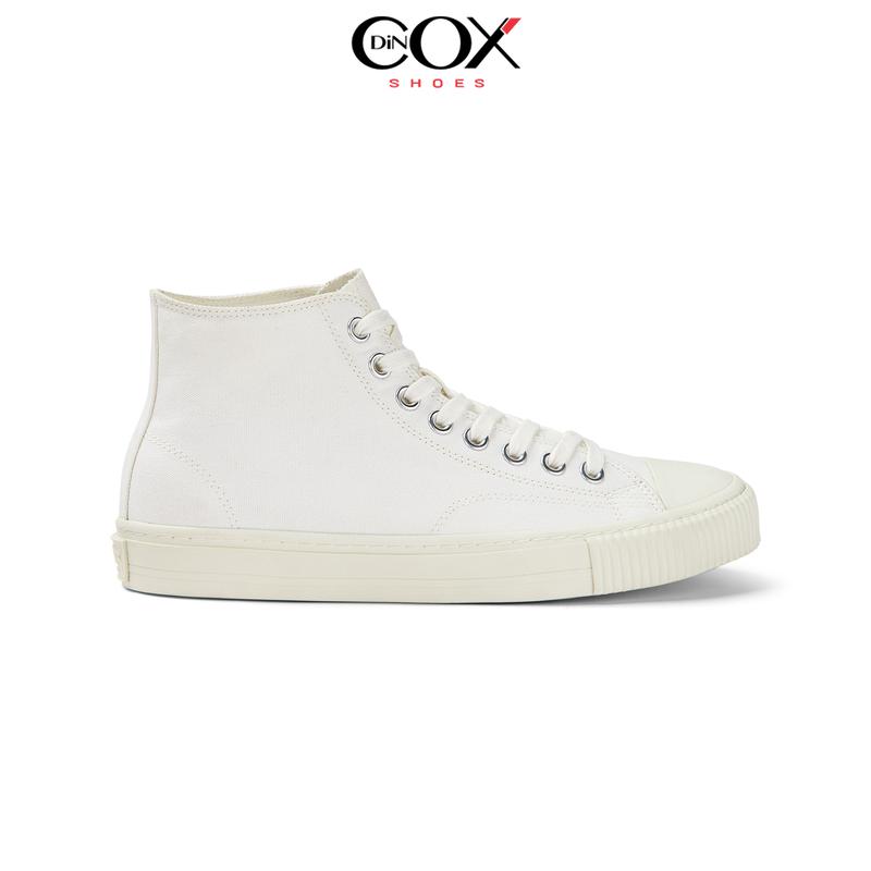 Giày Sneaker Vải Canvas Nam Nữ E06 Hi White Dincox Shoes Đế Bằng Cao Su