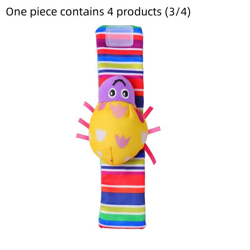 Product Introduction of Trendy Soft Baby Wristband & Socks Set with Stuffed Animals, 4 Counts Cute Cartoon Animal Design Baby Wrist Strap & Socks Baby Toys, Toddler Toys, Holiday Essentials, Universal Fit, Valentine's Day Gift 12