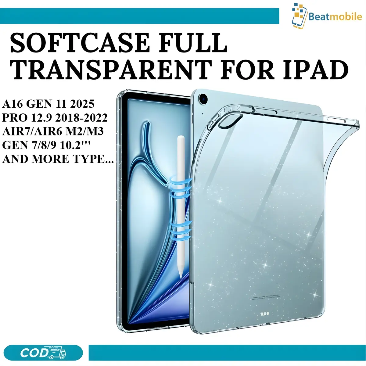 Clear Case TPU Silicon Transparent For iPad 2025 A16 Gen 11 Pro 12.9 18/22 Air 7 11" M2/M3 Gen 10 Mini 7 8.3" Air4/Air5 Pro 11" 2018 Shockproof Cover