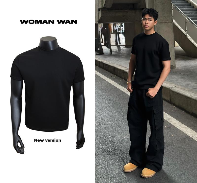 [Vải chống nhăn ] Áo thun Tôn Chiều Cao Clean Fit - WOMAN WAN Cổ Tròn Cotton Menswear áo  thun essentials shirt