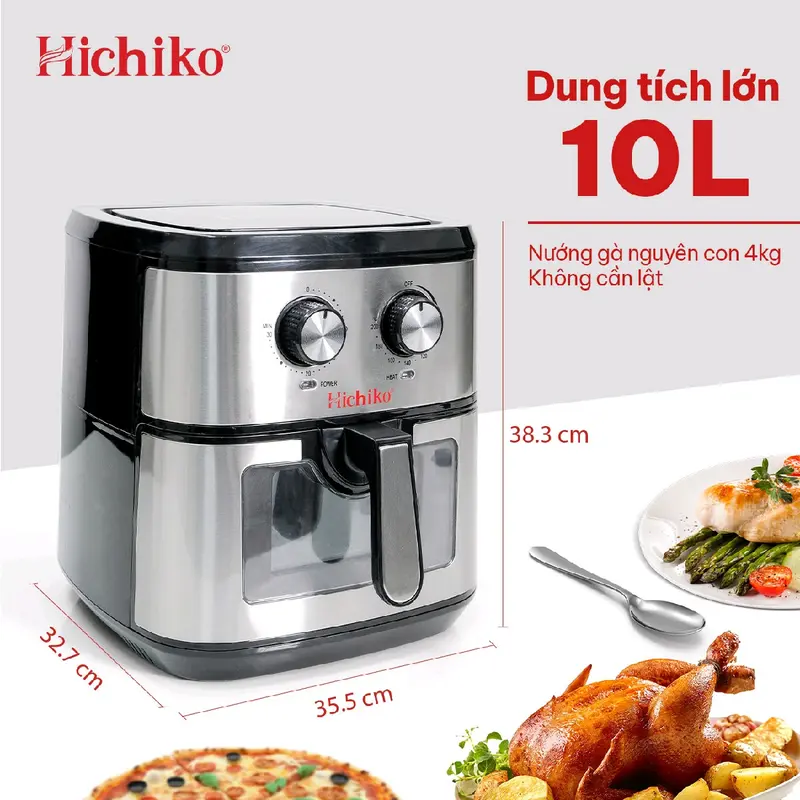 Nồi chiên không dầu Hichiko HC-975B dung tích 10L, nướng vừa con gà 3kg 1