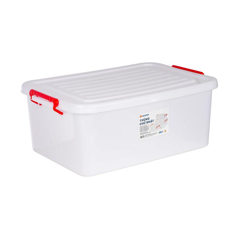 Thùng Nhựa Chữ Nhật Có Nắp 5333 - D54 x R27 x C22cm | Thùng Nhựa Đựng Đồ Lớn, Có Khoá Cài Chắc Chắn Tổng kho gia dụng giá siêu rẻ