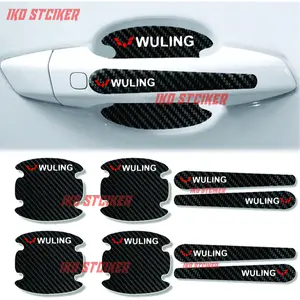 8pcs stciker carbon 3d hendle pintu mobil wuling