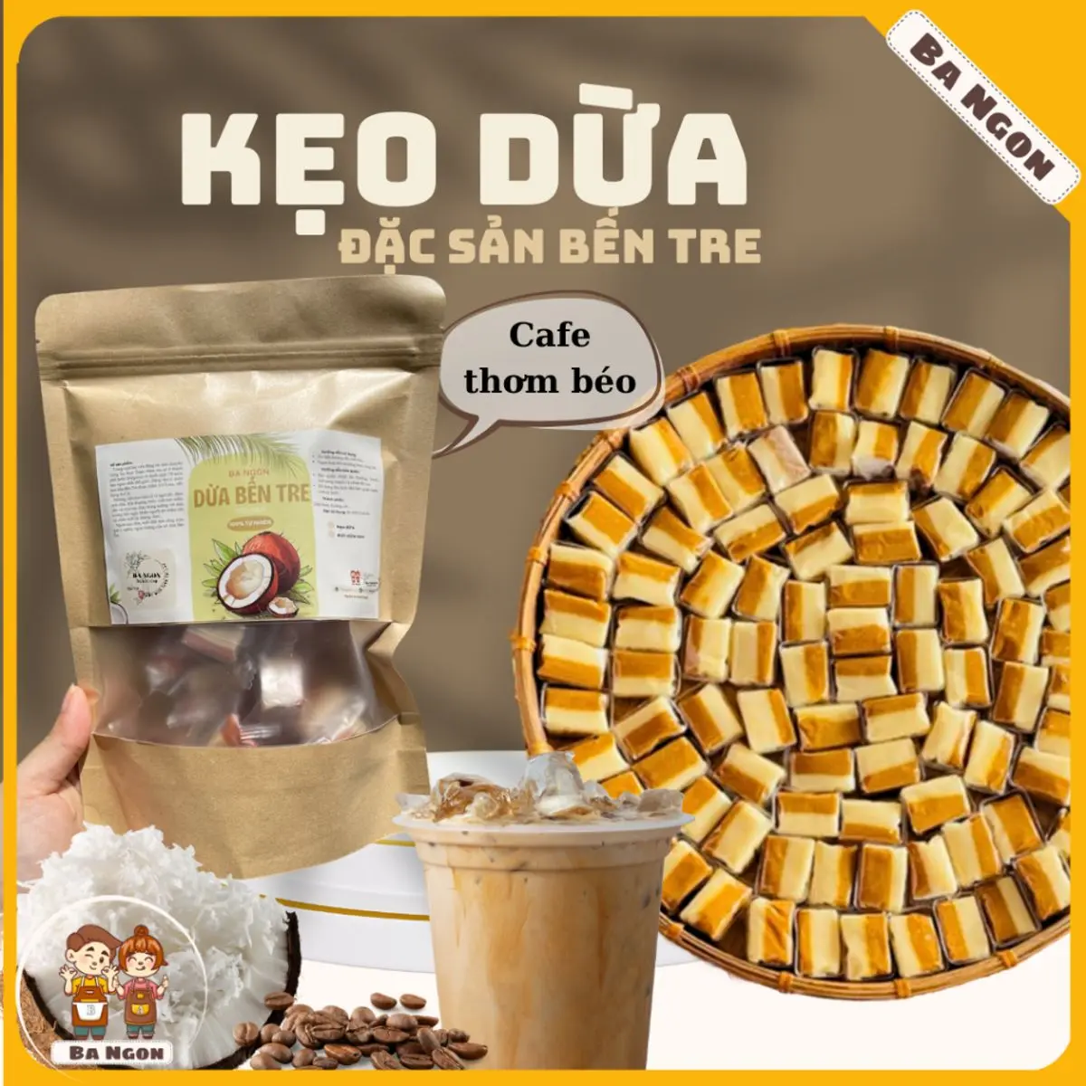 Kẹo dừa Bến Tre - ít ngọt, dẻo béo