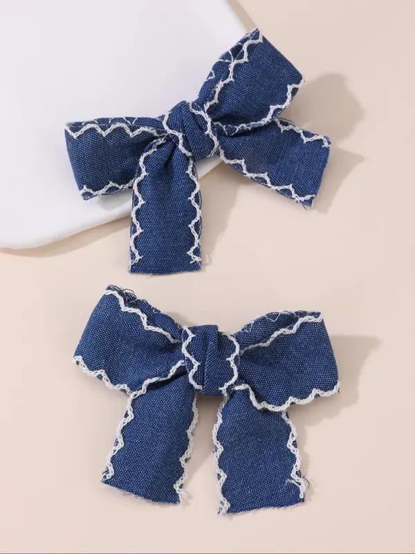 Cute Star Pattern Hair Bows, Denim Hair Bows, Fashionable Hair Accessories for Girls, Minimalist Headwear Suitable for Thick Hair 5