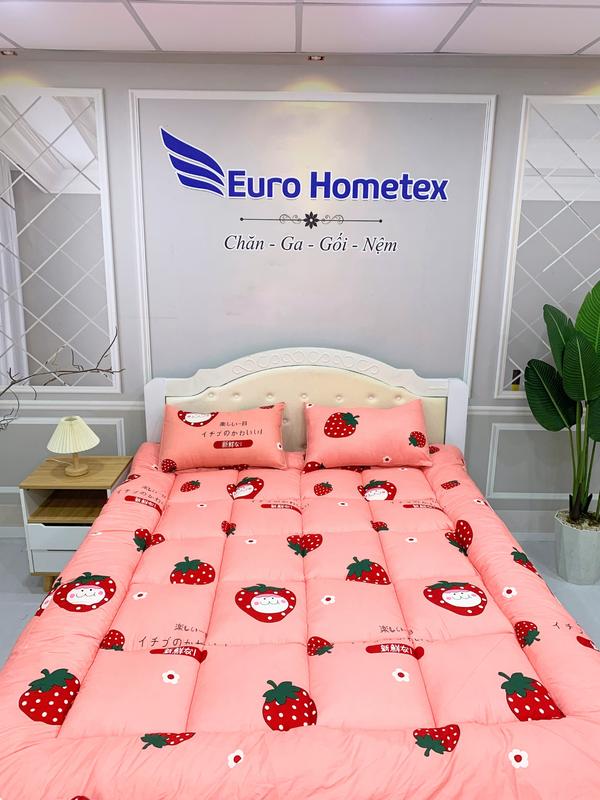 Nệm topper dâu hồng xuất khẩu đệm tấm topeer êm mềm trải sàn dày 7cm cao cấp Euro Hometex