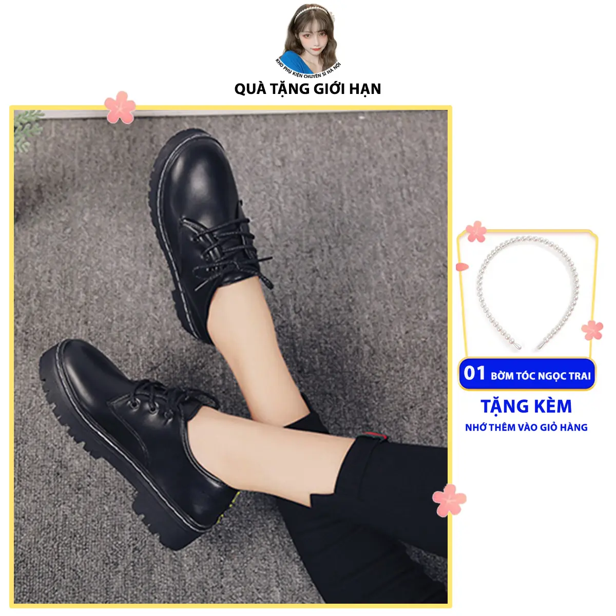 giày uzzang Oxford Doctor Nữ Shoes phong cách Lolita thế hệ mới