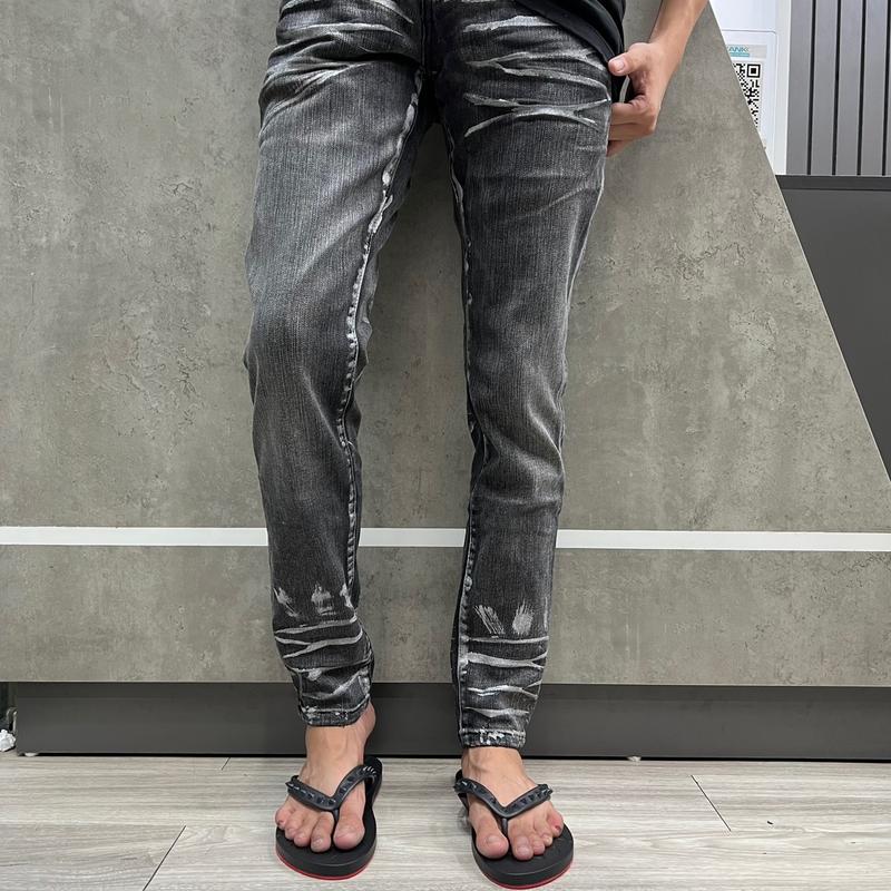 Quần jean bò purple xám vẩy sơn xương cotton 4 cúc ôm gọn