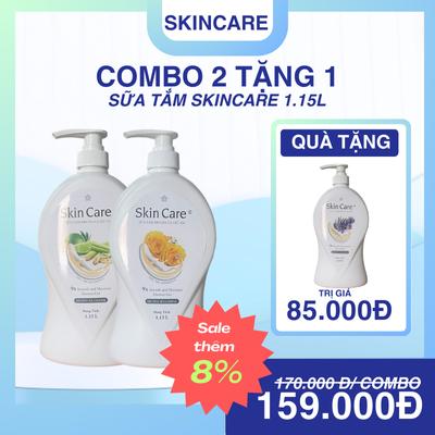 Mua 2 Tặng 1 SKIN CARE Sữa Tắm 1150ml Chai - Làm Mịn Da Dưỡng Ẩm Body - Hương Rose Lavender Chanh Sả Thư Giãn