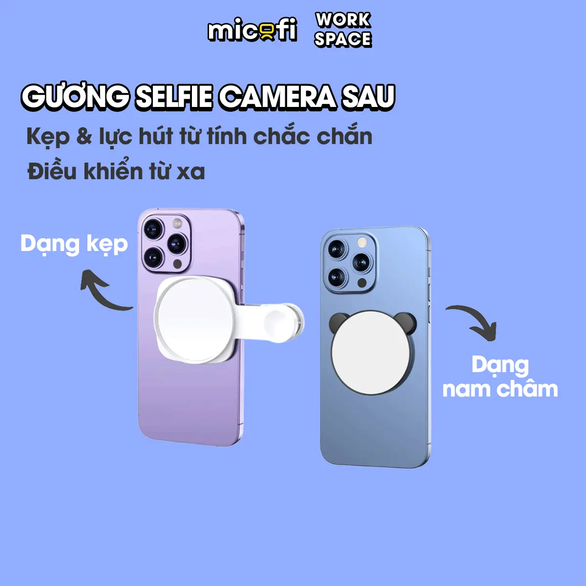 Gương Chụp Ảnh Phản Chiếu Kẹp Điện Thoại, Gương Chụp Ảnh Gắn Dán Điện Thoại Selfie, Chụp Hình Hỗ Trợ Camera Sau