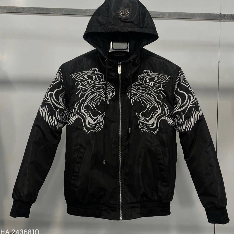 Áo khoác gió philipp plein trần bông thêu hổ trắng