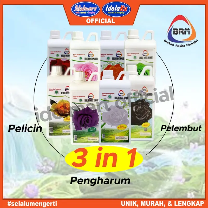 IDOLAKU BRM Pelicin & Pengharum Pakaian 1000 ml Pewangi Loundry Original 3