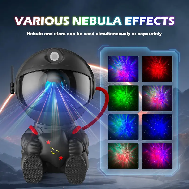 Astronaut Design LED Starry Sky Projector Night Light, USB Powered Starry Sky Nebula Atmosphere Projector Lamp, Novelty Lighting for Home Bedroom, Flashlight Projector, Black Laser Projector 4