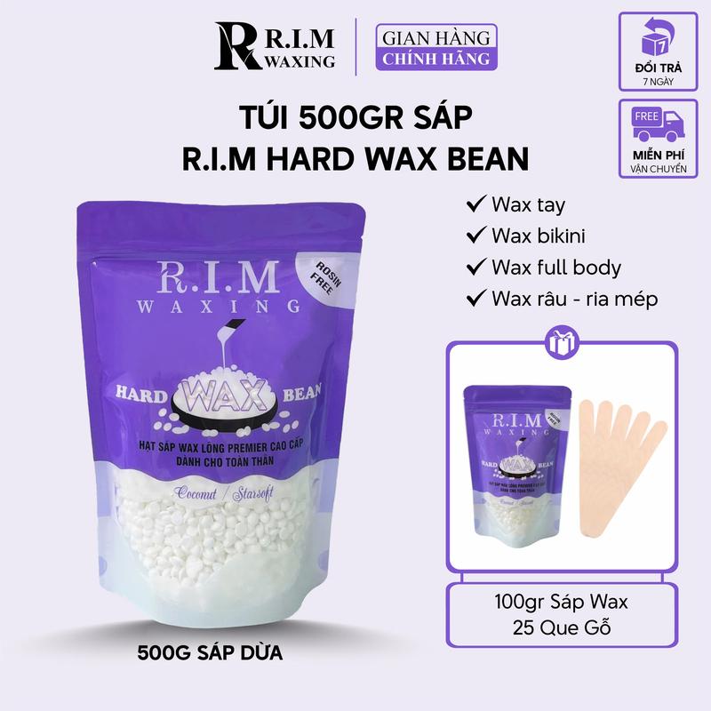 Túi 500g Sáp Wax Lông Cao Cấp R.I.M Waxing Tặng 100g Sáp +25 que gỗ