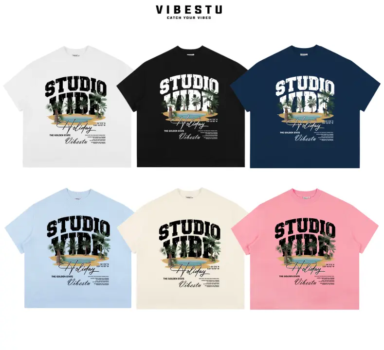 Áo Thun Local Brand VIBESTU "Đảo Cọ" Áo Thun Unisex Form Big Boxy Cotton 250Gsm