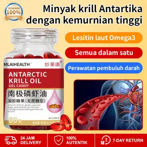 【】✨15 Hari Untuk Memulihkan Kesehatan Pembuluh Darah✨ Minyak Ikan Krill Norwegia 60 Kapsul/Omega-3 Pelindung Minyak Krill Antartika/Minyak Krill Antartika Astaxanthin Alami/Pembuluh Darah Sehat/Meningkatkan Sirkulasi Darah