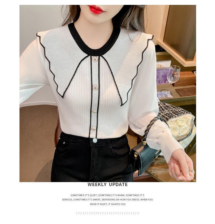 Product Introduction of Áo Len Nữ, Cổ Búp Bê Trông Trẻ Trung Dễ Thương, Màu Hồng, Áo Lớp Nền Dệt Kim, Có Thể Mặc Bên Trong, Hàng Mới Về Mùa Xuân 2024 28