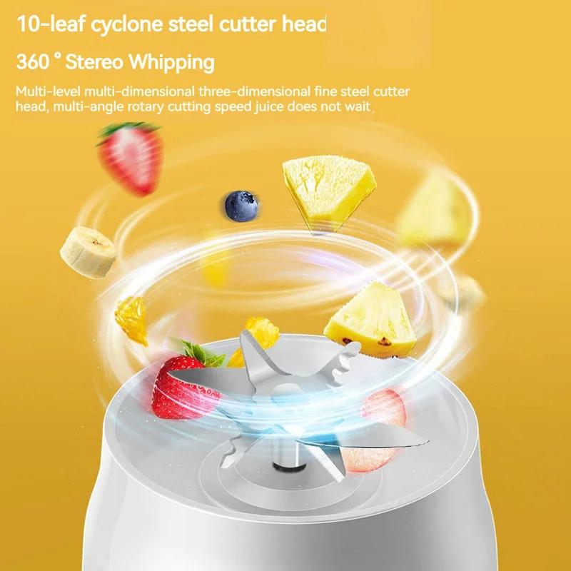 Portable Wireless Blender Electric Fruit Juicer Machine For Orange Ice Crushing 10 Blades Auxiliary Food Machine 1500mA Mixer juiceblender fruit blender 4