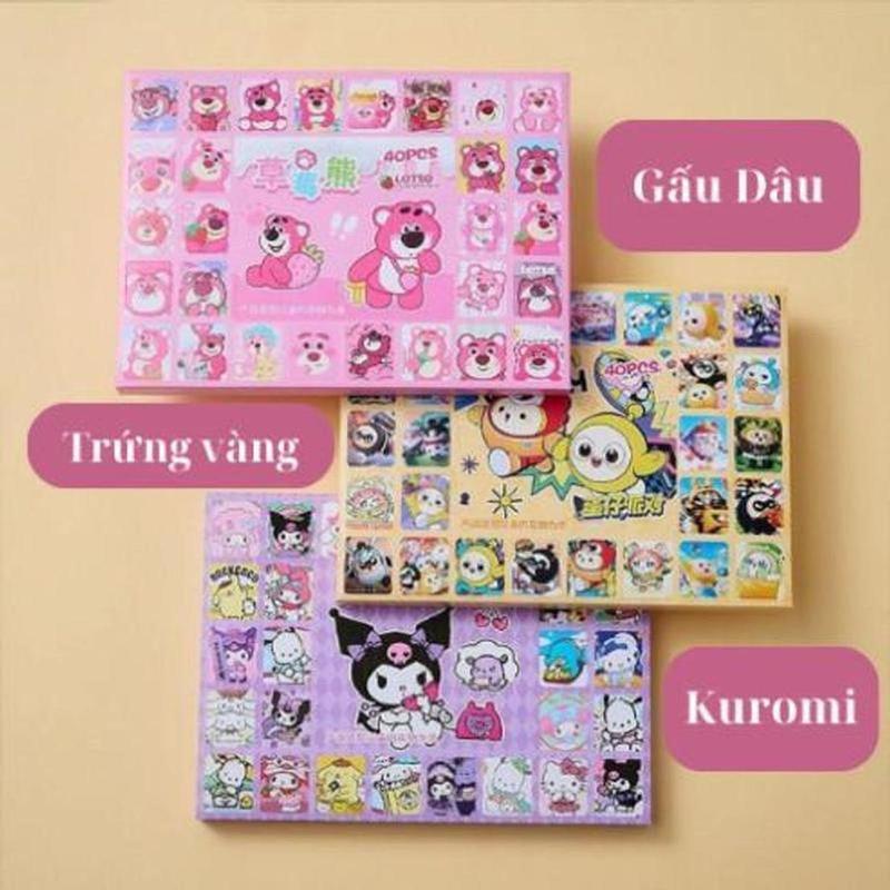 Đồ chơi kuromi và Gấu Dâu 40 Chi Tiết - Đồ chơi Hidden Box 40 món bí ẩn tặng kèm móc cho bé Kem 1