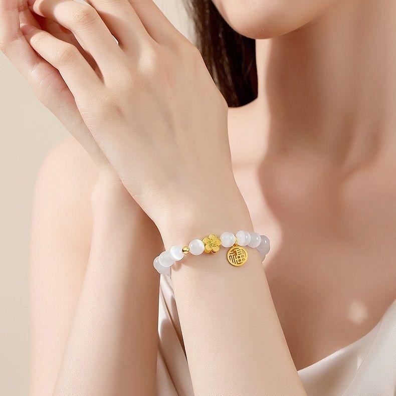 Product Introduction of [2268 Positive Reviews] New Chinese Style Peach Blossom Bracelet for Women, Ins Niche Design, Light Luxury High-end Feel Bracelet, Gift for Girlfriend 1