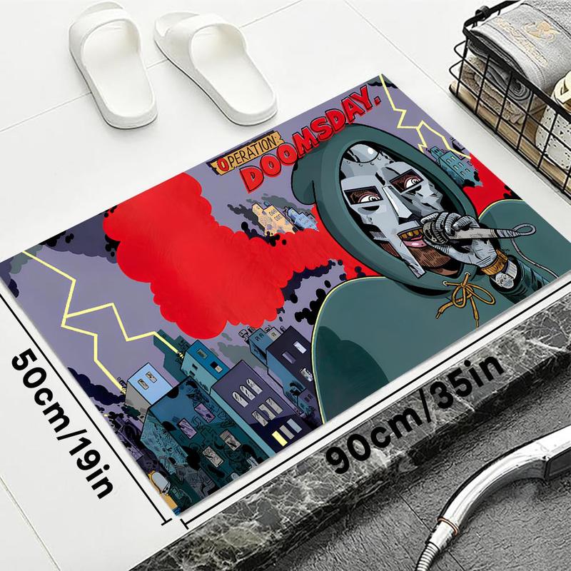 Product Introduction of Retro Creative Art Iron Face Rappers Pattern Living Room Carpet, Aesthetic Comic Style Bedroom Carpet, Home Decor Area Rugs for Living Room 2
