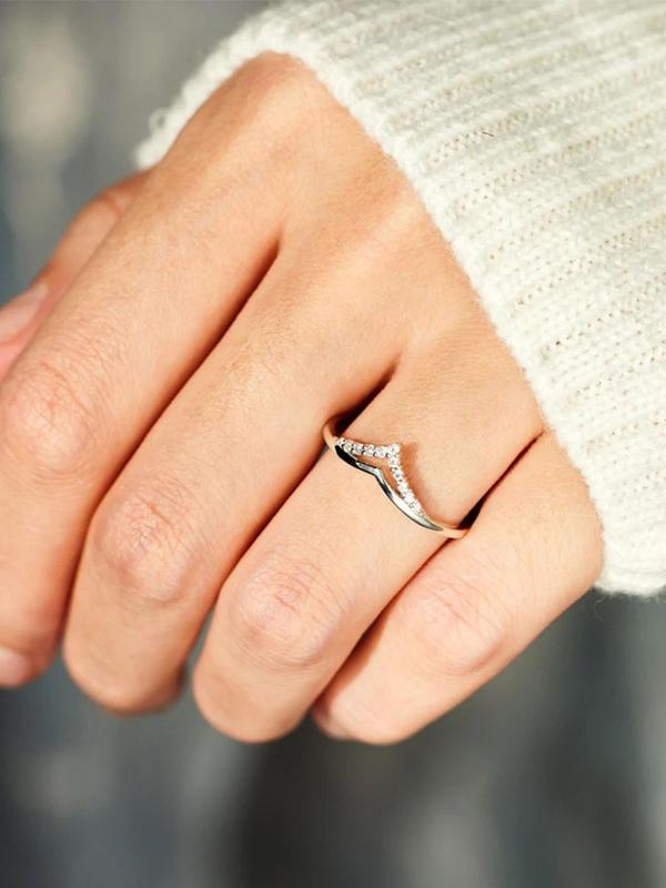 S925 Sterling Silver Fashion Artificial Zircon Inlaid Ring, Fashion Jewelry for Party, Daily Clothing Decor, Trendy All-match & Exquisite Jewelry for Birthday Gift 4