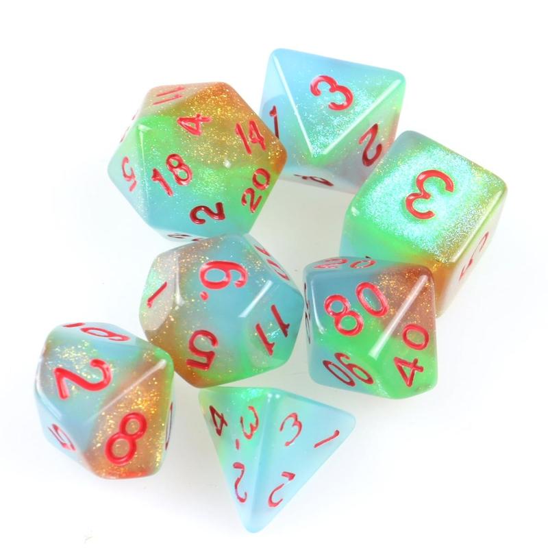 Product Introduction of Multi-sided Irregular Dice Set, 7 Counts/set 3-color Dice, Board Game Dice for Bars and Clubs, Fun Dice Game for Family Parties 4