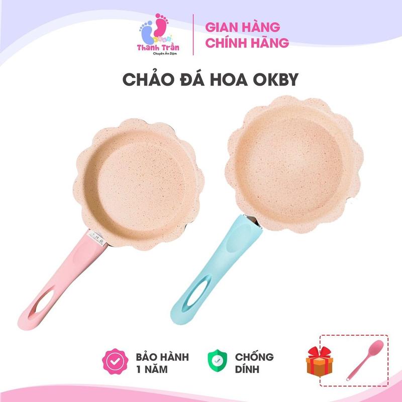 (TẶNG PHỚI) Chảo chống dính cao cấp 16cm, đáy từ vân đá hoa cương, cán gỗ cao su bền chắc, dùng mọi loại bếp